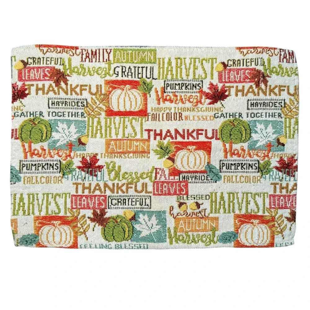 Fall Autumn Thanksgiving Woven Placemats set of 4 - 17